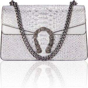 Crossbody Bag and Satchel Purse for Women - Fashion Snake Print Chain Purse Luxu